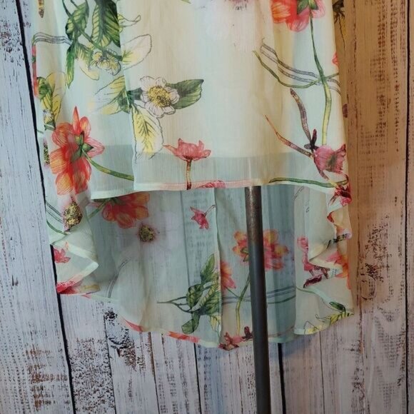 Sleeveless HighLow Suzy Shire Floral Light Green Summer Dress - Picture 8 of 15